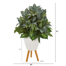 Load image into Gallery viewer, 37&quot; Mixed Greens Artificial Plant in White Planter with Stand

