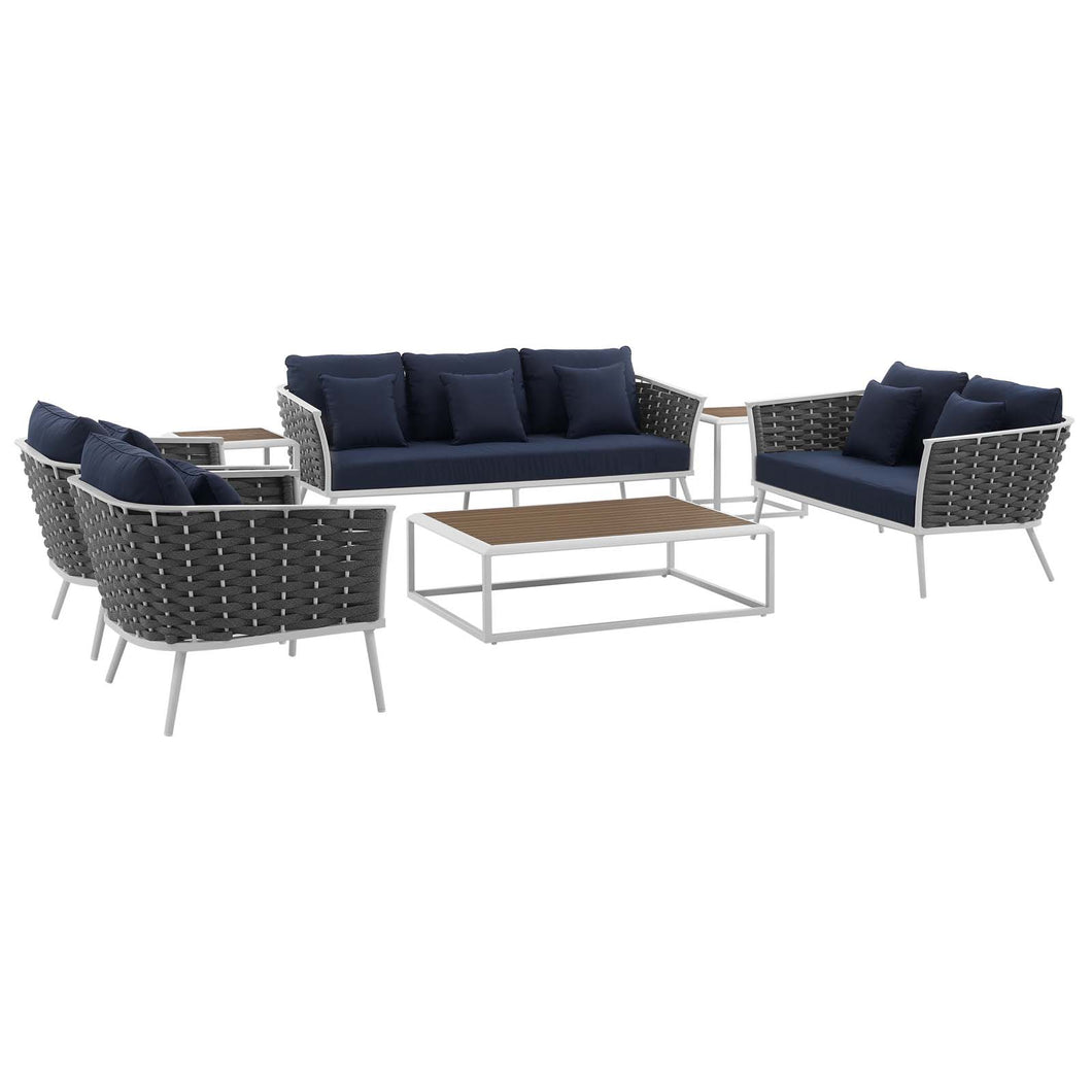 Stance 7 Piece Outdoor Patio Aluminum Sectional Sofa Set by Modway