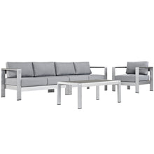 Load image into Gallery viewer, Shore 4 Piece Outdoor Patio Aluminum Sectional Sofa Set by Modway
