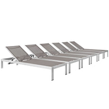 Load image into Gallery viewer, Shore Outdoor Patio Aluminum Chaise Set of 6 by Modway
