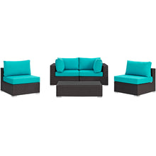 Load image into Gallery viewer, Convene 5 Piece Sectional Set in Espresso Turquoise
