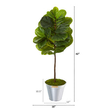 Load image into Gallery viewer, 3.5' Fiddle Leaf Artificial Tree in Tin Bucket (Real Touch)
