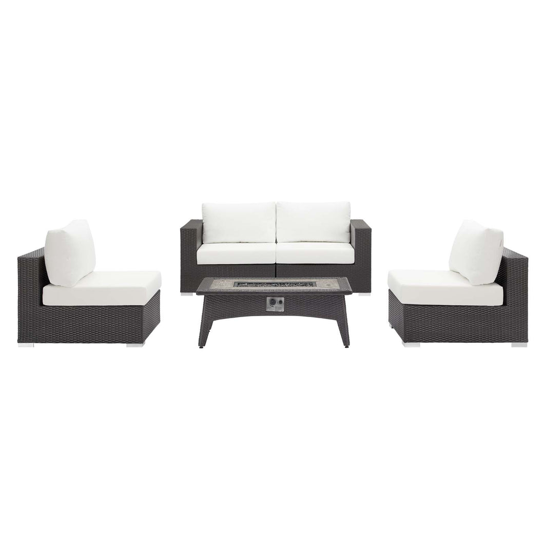Convene 5 Piece Set Outdoor Patio with Fire Pit by Modway