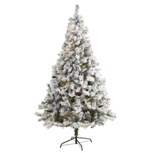 Load image into Gallery viewer, 7&#39; Flocked White River Mountain Pine Artificial Christmas Tree w/ Pinecones
