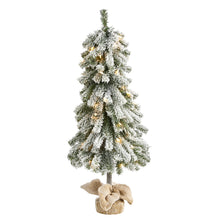 Load image into Gallery viewer, 3&#39; Flocked Alpine Christmas Artificial Tree w/ 50 Lights, 177 Bendable Branches
