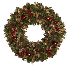 Load image into Gallery viewer, 15&quot; Holiday Artificial Wreath with Pine Cones and Ornaments

