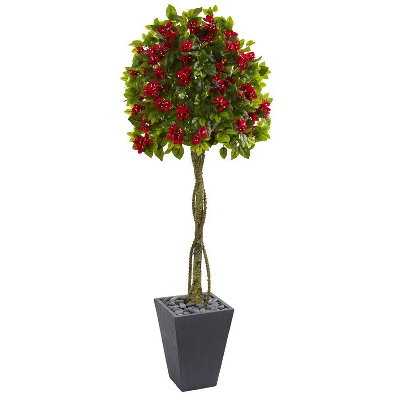 6' Bougainvillea Artificial Tree in Slate Planter