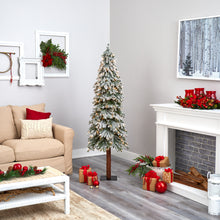 Load image into Gallery viewer, 6&#39; Flocked Gr&amp; Alpine Artificial Christmas Tree w/ 300 Clear Lights
