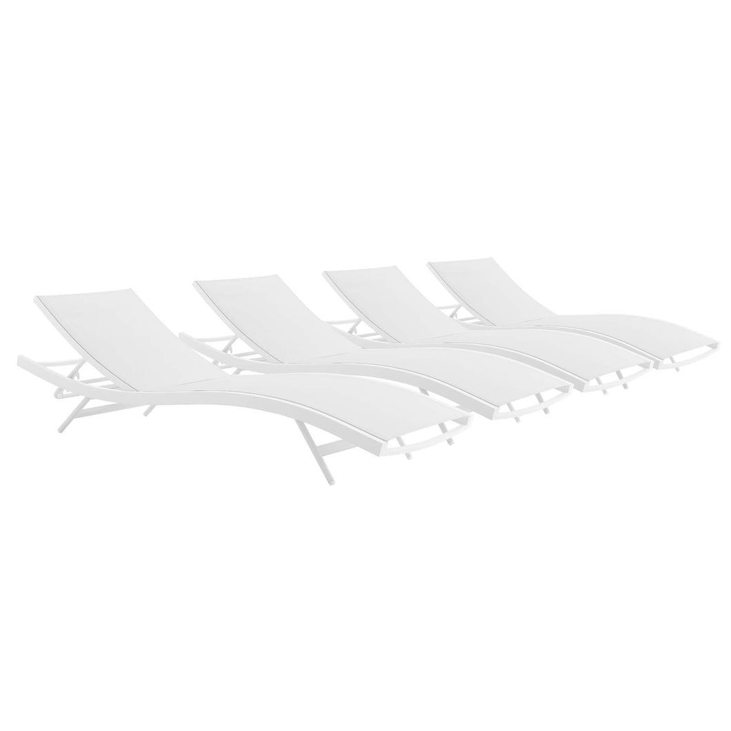 Glimpse Outdoor Patio Mesh Chaise Lounge Set of 4 by Modway