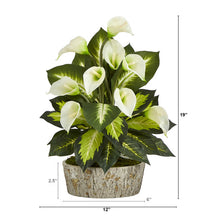 Load image into Gallery viewer, 19&quot; Calla Lily and Golden Dieffenbachia Artificial Plant
