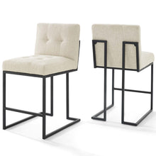 Load image into Gallery viewer, Privy Black Stainless Steel Upholstered Fabric Counter Stool Set of 2 by Modway
