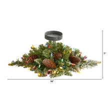 Load image into Gallery viewer, 16&quot; Flocked Artificial Christmas Pine Candelabrum w/35 Multicolored Lights
