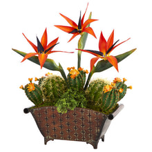 Load image into Gallery viewer, 21&quot; Bird of Paradise and Cactus Artificial Plant in Metal Planter
