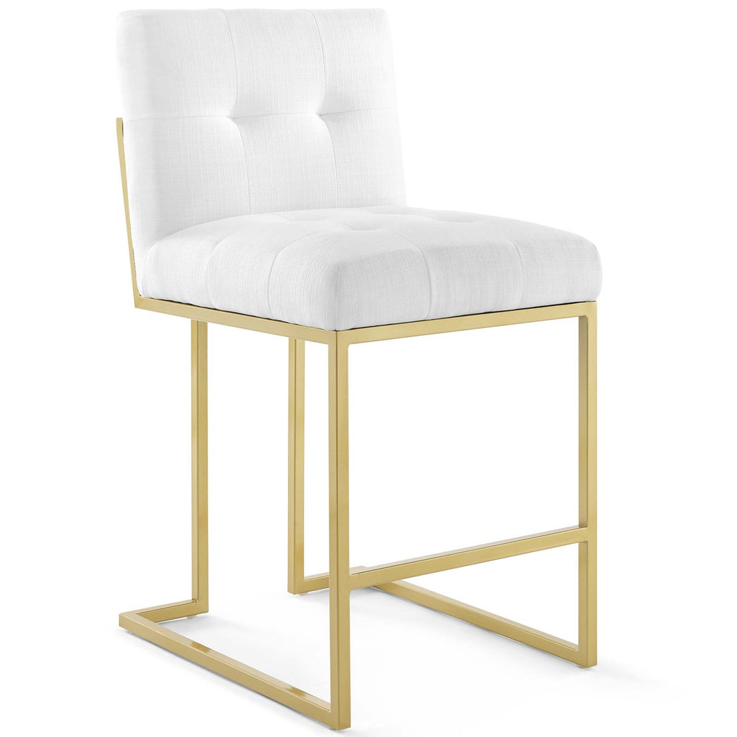 Privy Gold Stainless Steel Upholstered Fabric Counter Stool by Modway