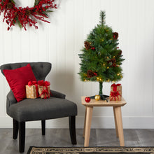 Load image into Gallery viewer, 3&#39; Montana Mixed Pine Artificial Christmas Tree w/ Pine Cones, Berries
