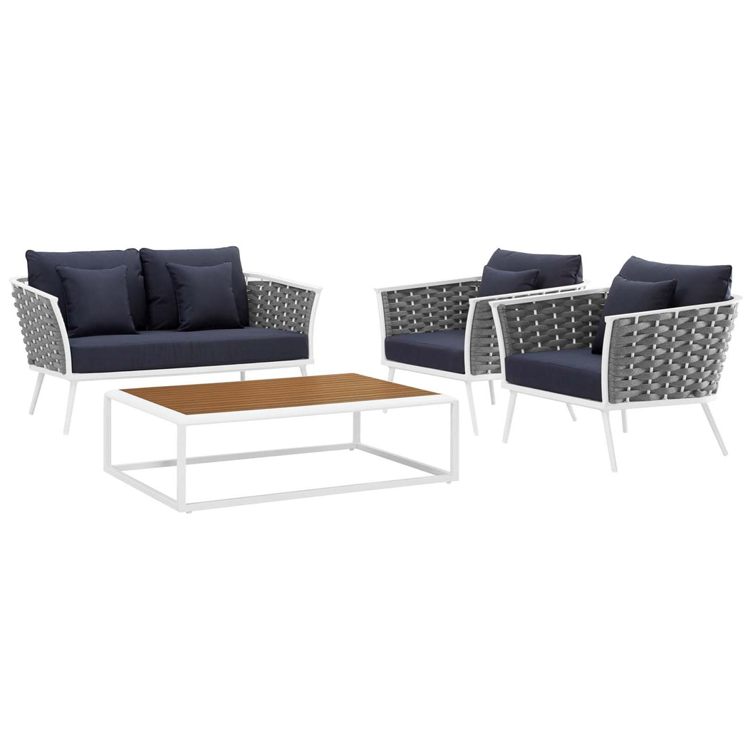 Stance 4 Piece Outdoor Patio Aluminum Sectional Sofa Set by Modway