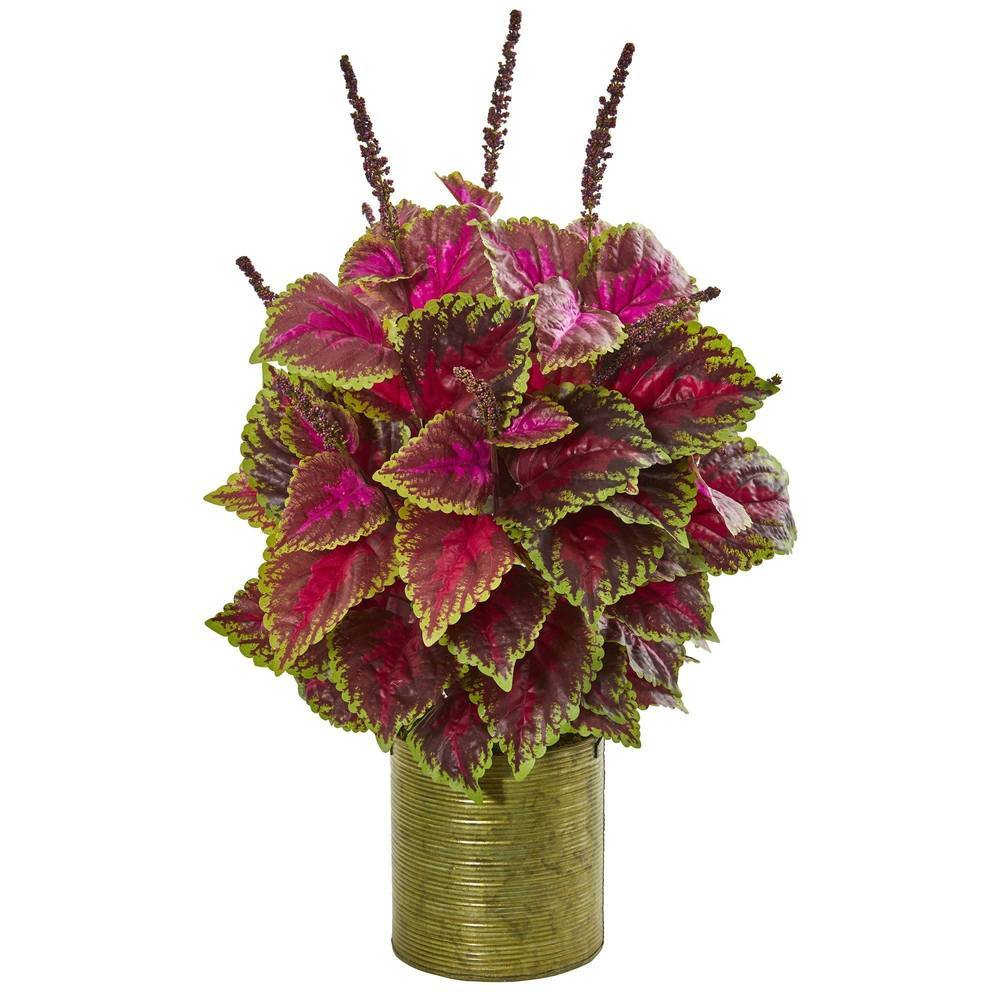 24' Coleus Artificial Plant in Green Planter