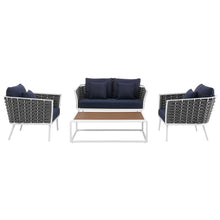 Load image into Gallery viewer, Stance 4 Piece Outdoor Patio Aluminum Sectional Sofa Set by Modway
