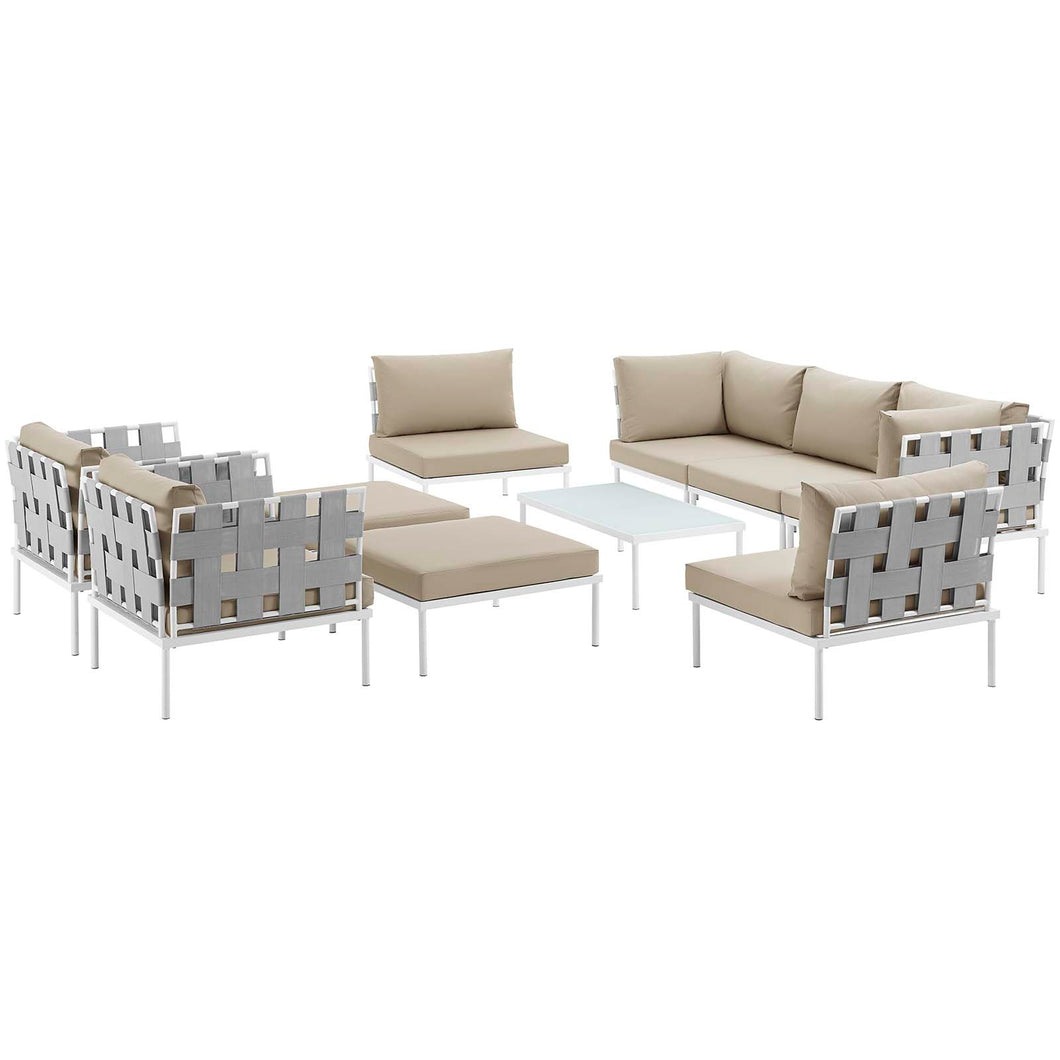 Harmony 10 Piece Outdoor Patio Aluminum Sectional Sofa Set by Modway