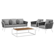 Load image into Gallery viewer, Stance 4 Piece Outdoor Patio Aluminum Sectional Sofa Set by Modway
