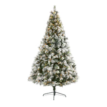 Load image into Gallery viewer, 8&#39; Flocked Oregon Pine Artificial Christmas Tree with 500 Clear Lights
