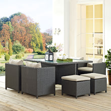 Load image into Gallery viewer, Sojourn 9 Piece Outdoor Patio Sunbrella¨ Dining Set by Modway

