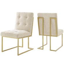 Load image into Gallery viewer, Privy Gold Stainless Steel Upholstered Fabric Dining Accent Chair Set of 2 by Modway
