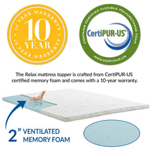 Load image into Gallery viewer, Relax Queen 2&quot; Gel Memory Foam Mattress Topper by Modway
