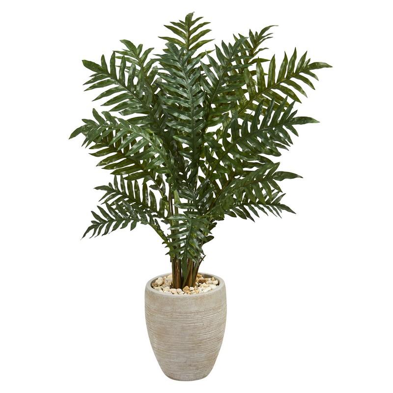 4' Evergreen Artificial Plant In Scrape Finish Planter 6428 By Nearly Natural