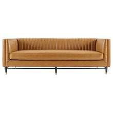 Load image into Gallery viewer, Devote Channel Tufted Vegan Leather Sofa by Modway
