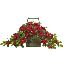 Load image into Gallery viewer, 18&quot; Poinsettia and Variegated Holly Artificial Plant
