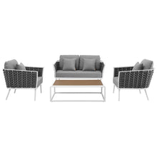 Load image into Gallery viewer, Stance 4 Piece Outdoor Patio Aluminum Sectional Sofa Set by Modway
