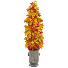 Load image into Gallery viewer, 46&quot; Autumn Maple Artificial Tree in Vintage Metal Planter
