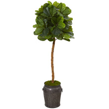 Load image into Gallery viewer, 5&#39; Fiddle Leaf Artificial Tree in Metal Planter (Real Touch)
