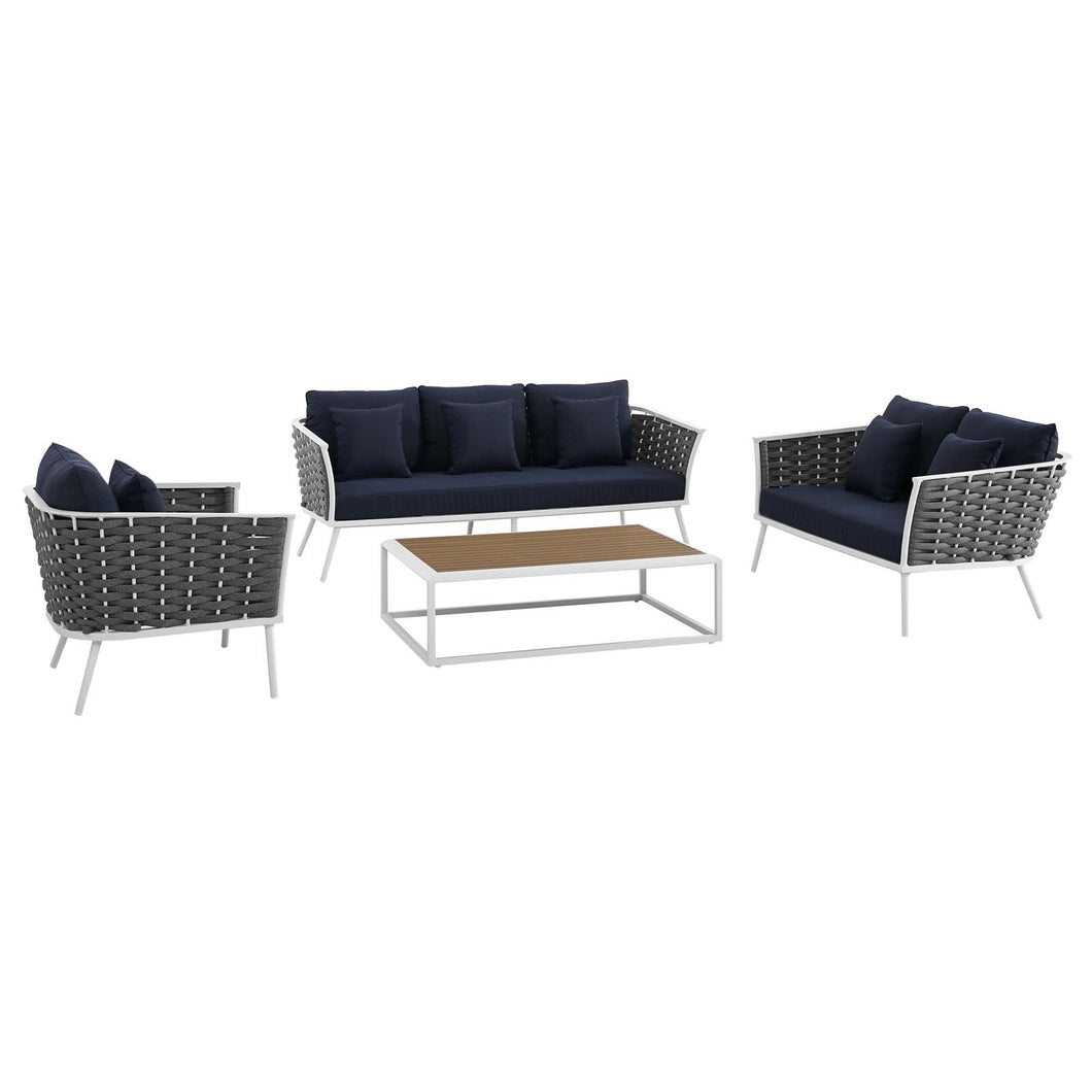 Stance 4 Piece Outdoor Patio Aluminum Sectional Sofa Set by Modway