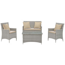 Load image into Gallery viewer, Bridge 4 Piece Outdoor Patio Patio Conversation Set with Pillow Set by Modway
