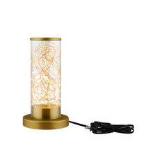 Load image into Gallery viewer, Adore Cylindrical-Shaped Clear Glass And Brass Table Lamp by Modway
