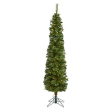 Load image into Gallery viewer, 6' Green Pencil Artificial Christmas Tree with 150 Clear LED Lights
