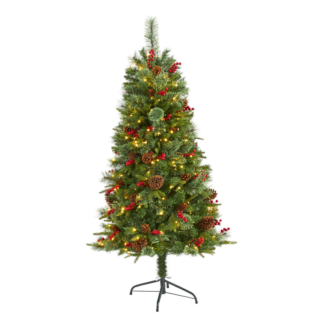 5' Norway Mixed Pine Artificial Christmas Tree w/ 200 Clear LED Lights
