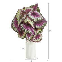 Load image into Gallery viewer, 18&quot; Wax Begonia Artificial Plant in White Planter
