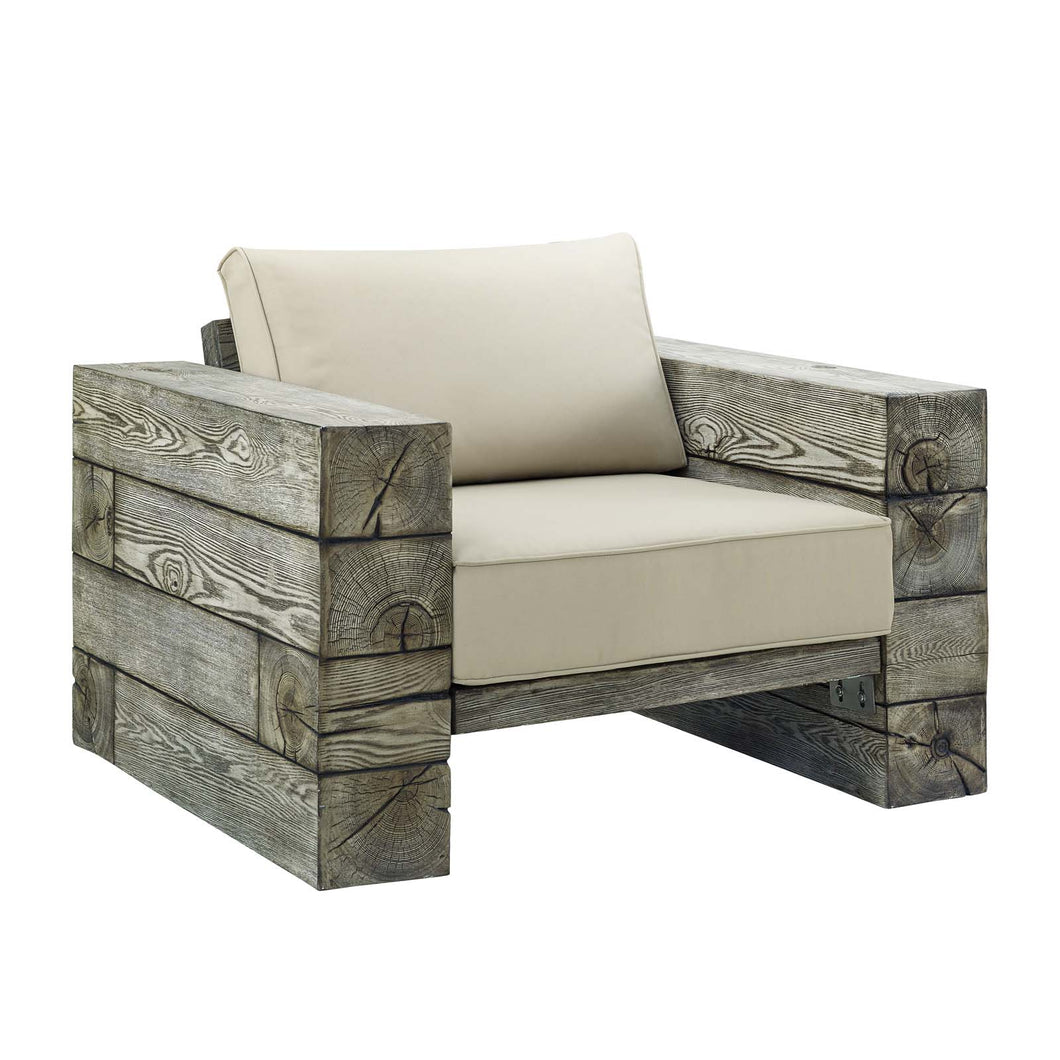 Manteo Rustic Coastal Outdoor Patio Sunbrella¨  Lounge Armchair