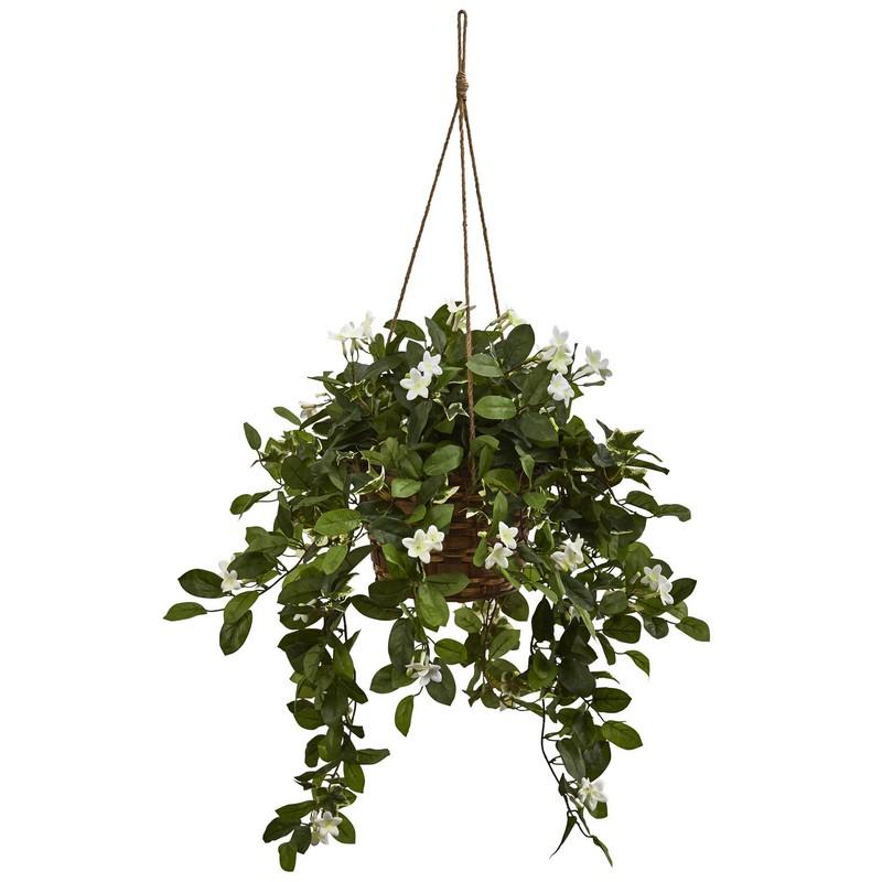 Mixed Stephanotis Hanging Basket 6913 By Nearly Natural