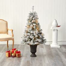 Load image into Gallery viewer, 4.5&#39; Flocked White River Mountain Pine Artificial Christmas Tree w/ Pinecones
