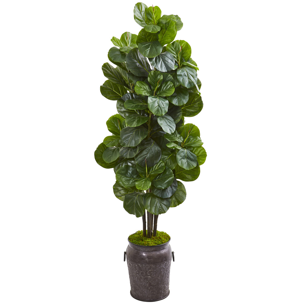 6' Fiddle Leaf Fig Artificial Tree in Metal Planter