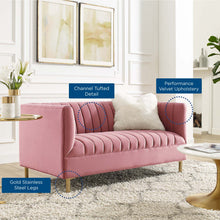Load image into Gallery viewer, Shift Channel Tufted Performance Velvet Loveseat by Modway

