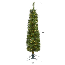 Load image into Gallery viewer, 5&#39; Green Pencil Artificial Christmas Tree with 100 Clear LED Lights
