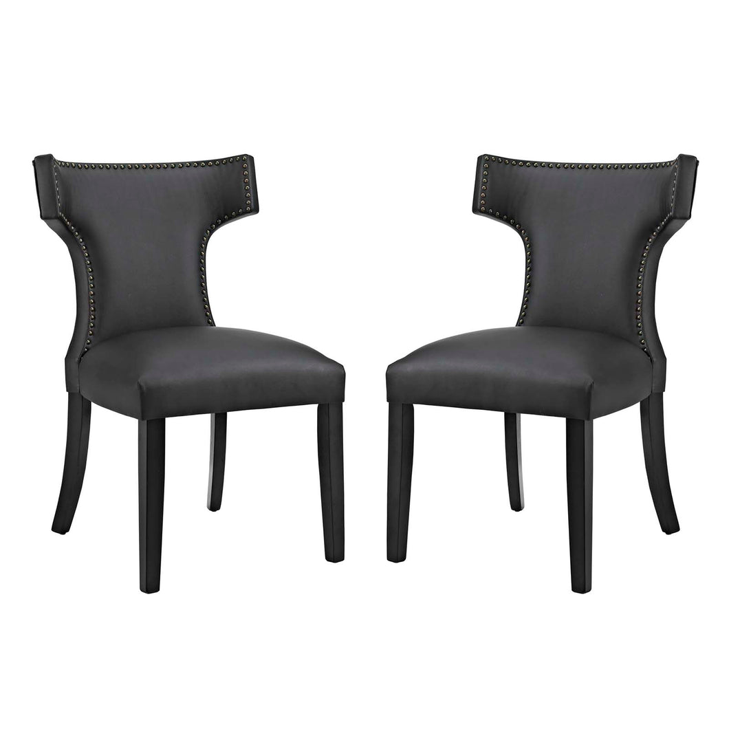 Curve Vinyl Dining Side Chair Set of 2 by Modway