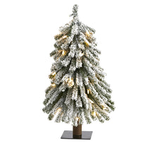 Load image into Gallery viewer, 2&#39; Flocked Gr&amp; Alpine Artificial Christmas Tree w/35 Clear Lights &amp; 111 Bendable
