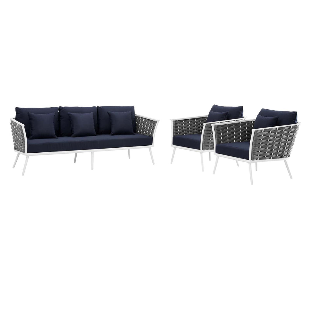 Stance 3 Piece Outdoor Patio Aluminum Sectional Sofa Set by Modway