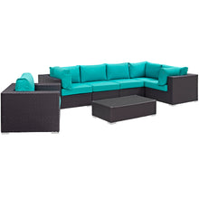 Load image into Gallery viewer, Convene 7 Piece Sectional Set in Espresso Turquoise
